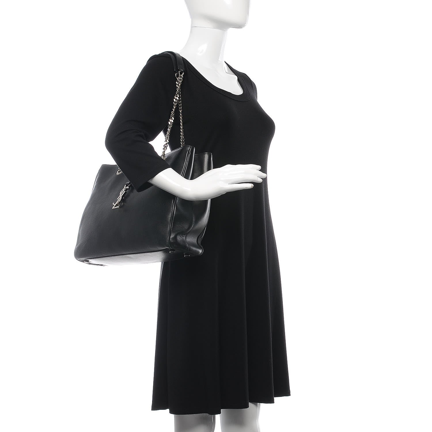 Saint Laurent Calfskin Classic Monogram Shopping Bag Black 2 of 12