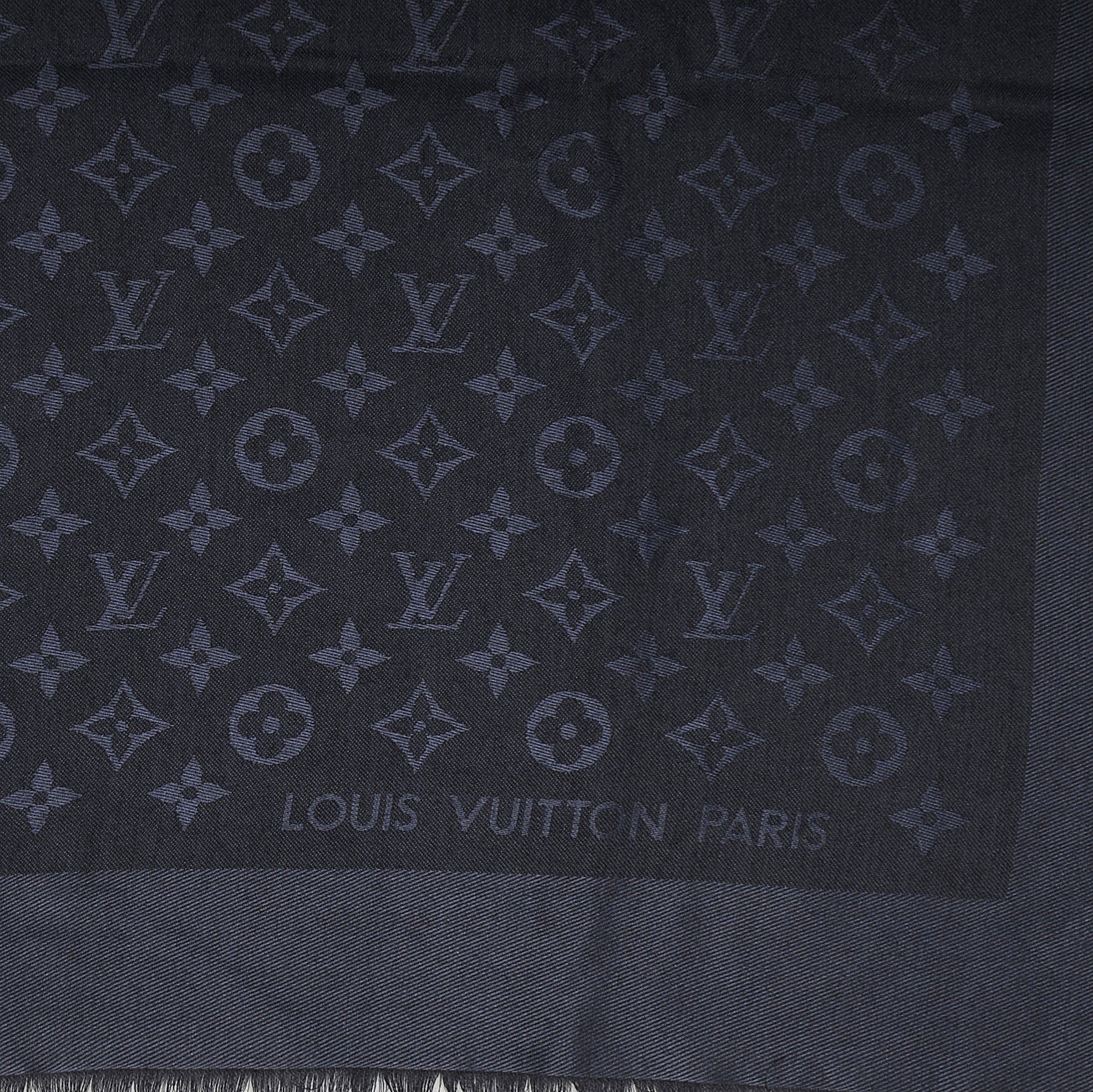 Louis Vuitton Wool Silk Monogram Shawl Night Blue 1 of 5
