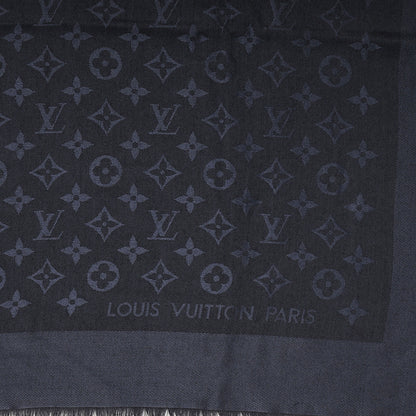 Louis Vuitton Wool Silk Monogram Shawl Night Blue 1 of 5