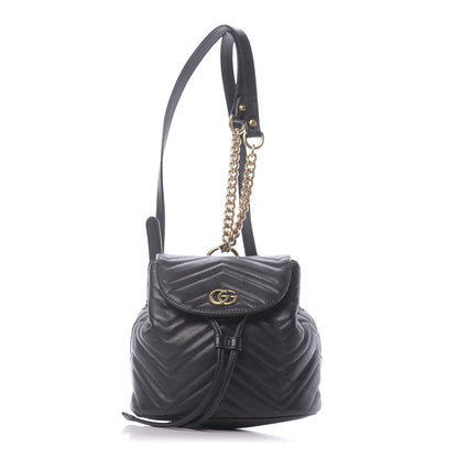 Gucci Calfskin Matelasse GG Marmont Flap Backpack Black 1 of 9