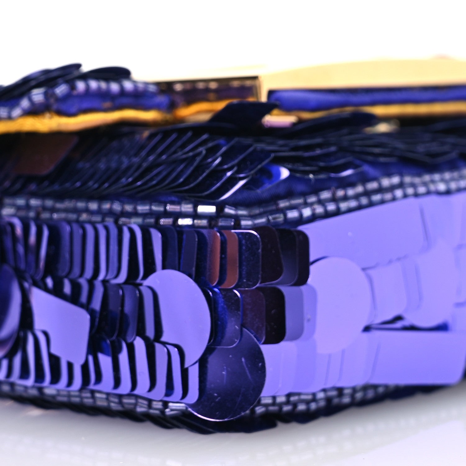 Fendi Sequin Paillettes Shiny Nappa Sex and the City Nano Maxi Buckle Baguette Charm Viola Purple 8 of 11