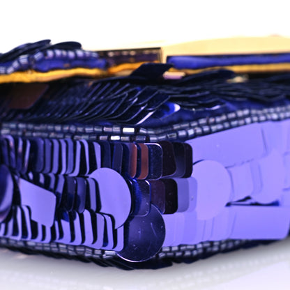 Fendi Sequin Paillettes Shiny Nappa Sex and the City Nano Maxi Buckle Baguette Charm Viola Purple 8 of 11