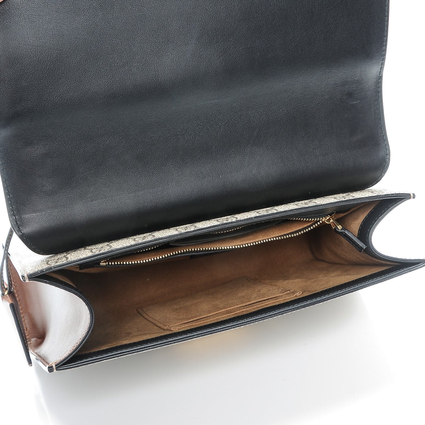 GG Supreme Monogram Calfskin Medium Padlock Shoulder Bag Beige Black Cuir
