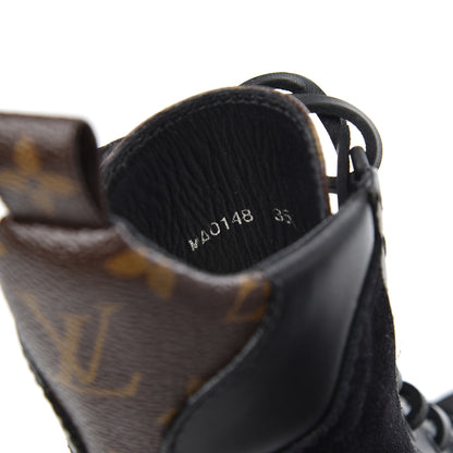 Louis Vuitton Suede Calfskin Monogram Laureate Platform Desert Boots 35 Black 7 of 9