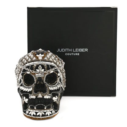Judith Leiber Crystal Bela Lugosi Skull Minaudiere Clutch Silver Multicolor 12 of 12