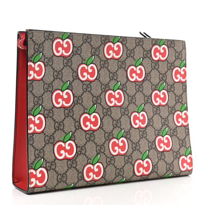 Gucci GG Supreme Monogram Apple Large Cosmetic Case Beige Multicolor Lobster Red 3 of 8