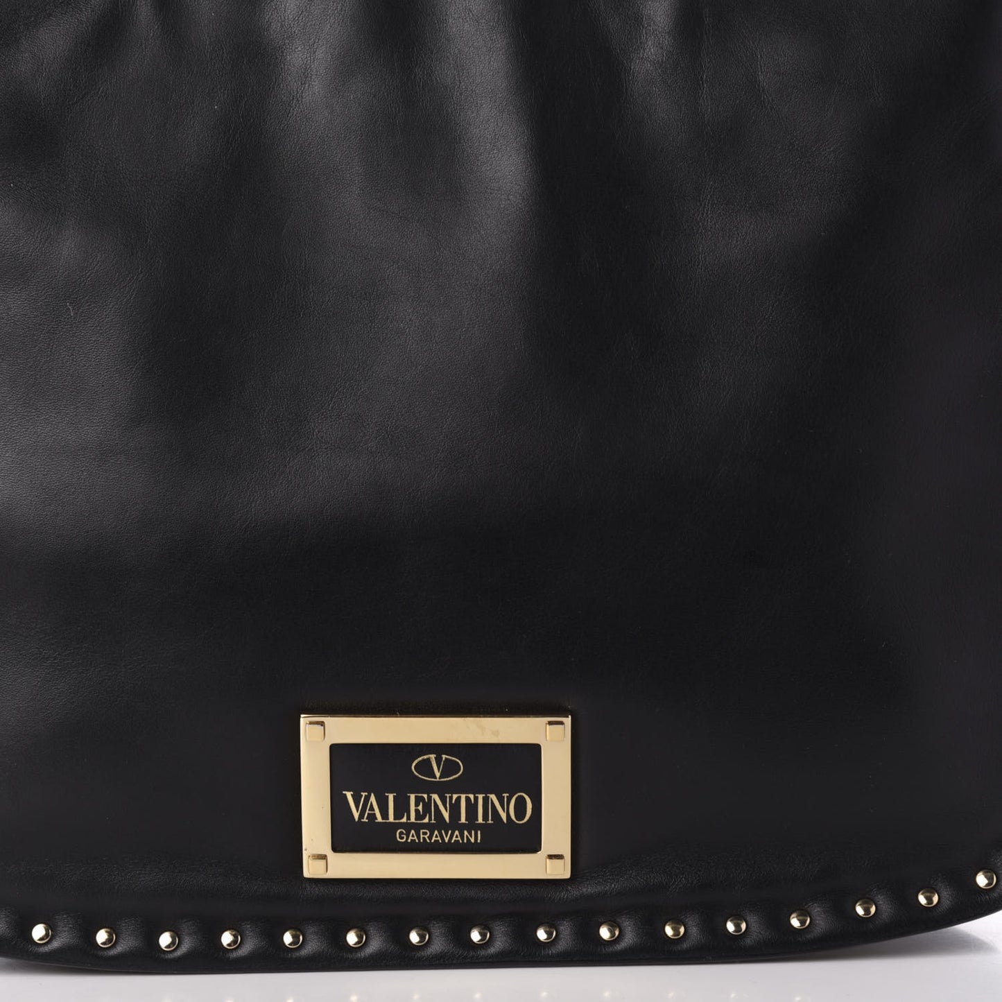 Vitello Rockstud Shoulder Satchel Black
