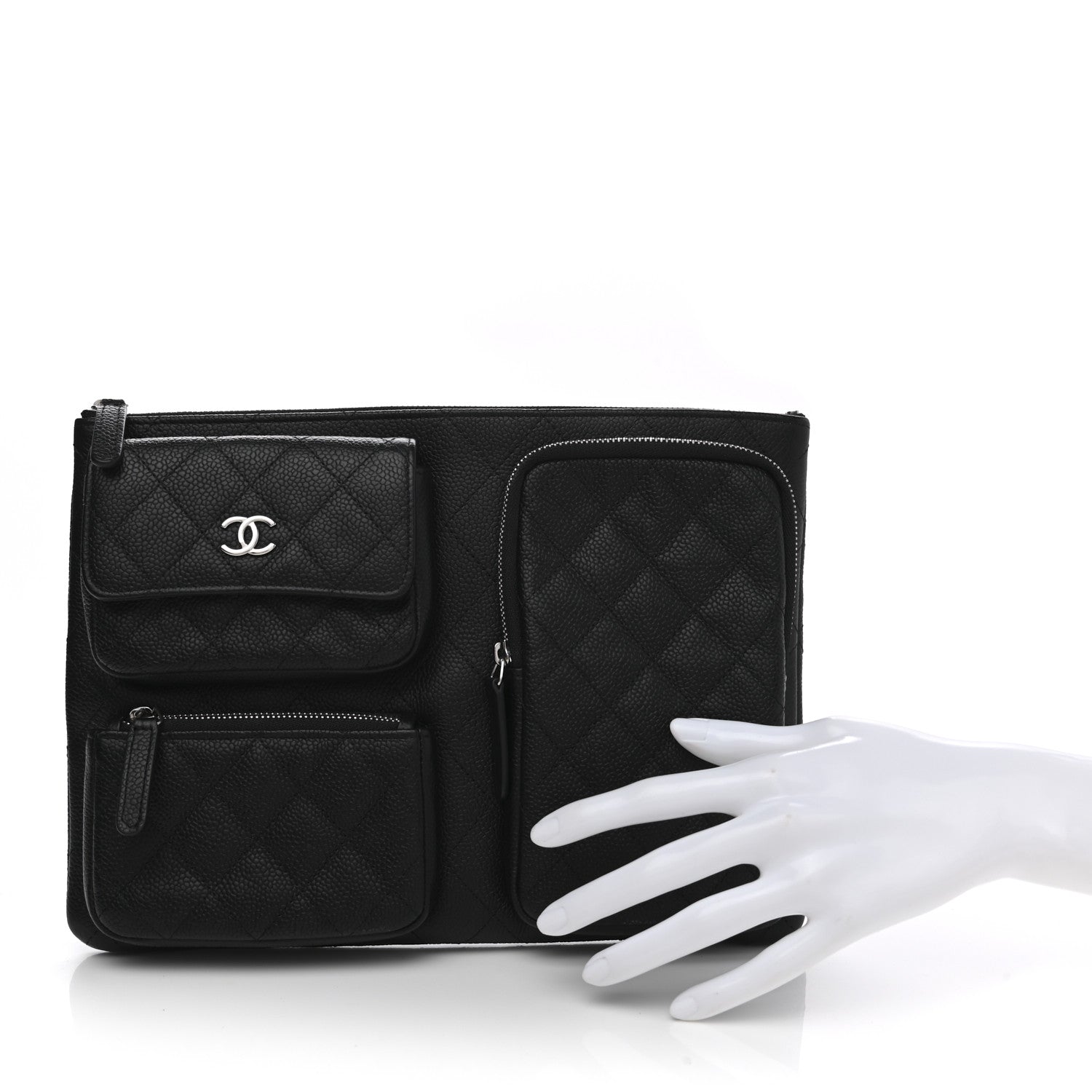 Chanel Caviar Quilted Zipped Multi Pouch Black 2 of 7