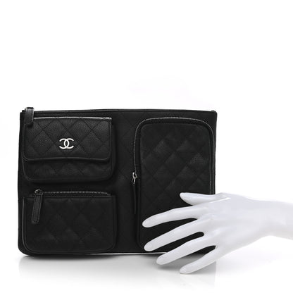 Chanel Caviar Quilted Zipped Multi Pouch Black 2 of 7