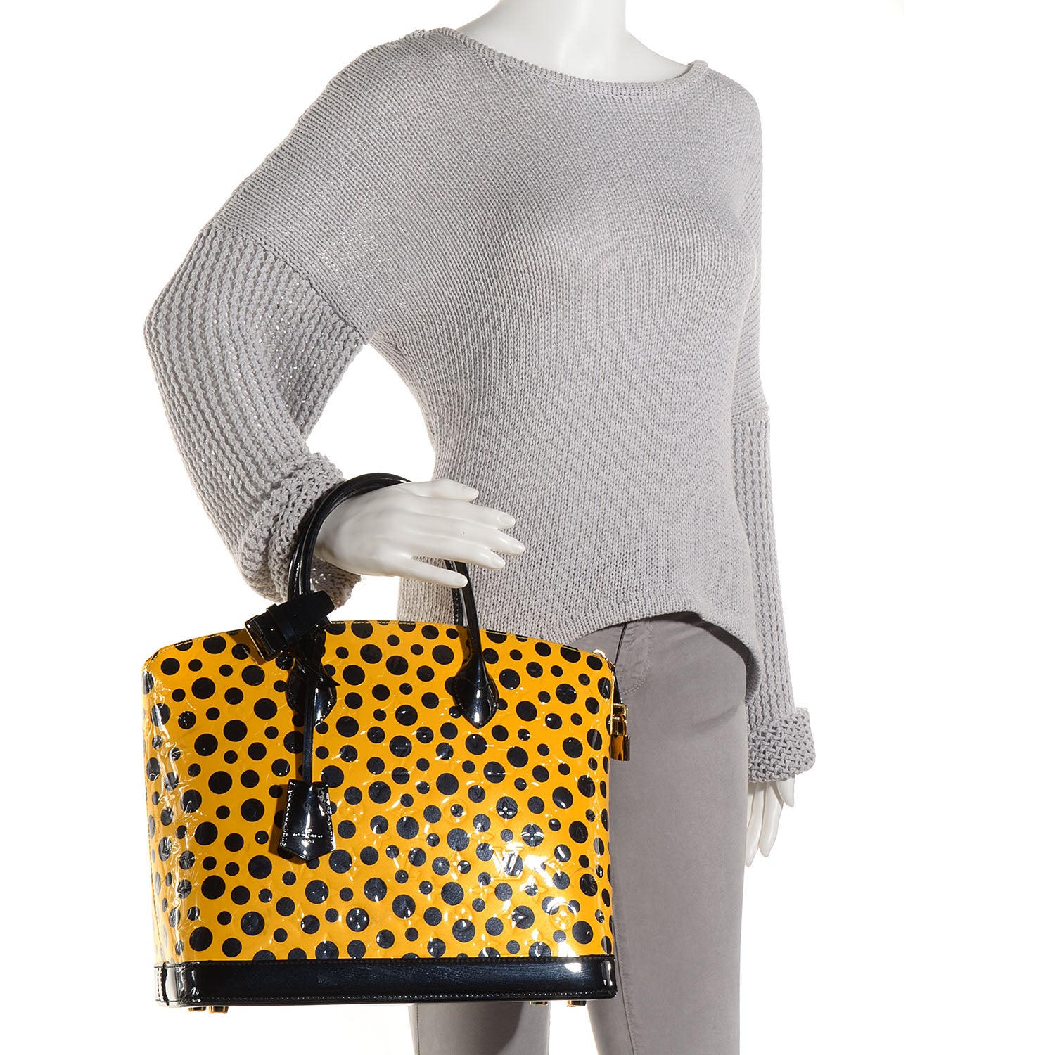 Louis Vuitton Vernis Kusama Infinity Dots Lockit MM Yellow 2 of 7