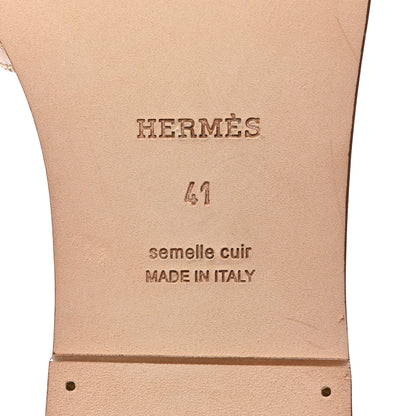 Hermes Calfskin Canvas Oran Sandals 41 Noisette Beige Dore 8 of 9