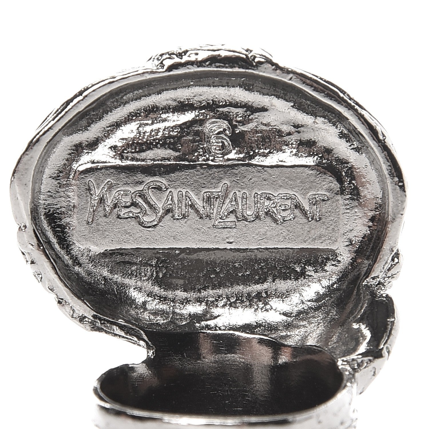 Saint Laurent Glass Cabochon Arty Ovale Ring 6 Silver Yellow 4 of 4