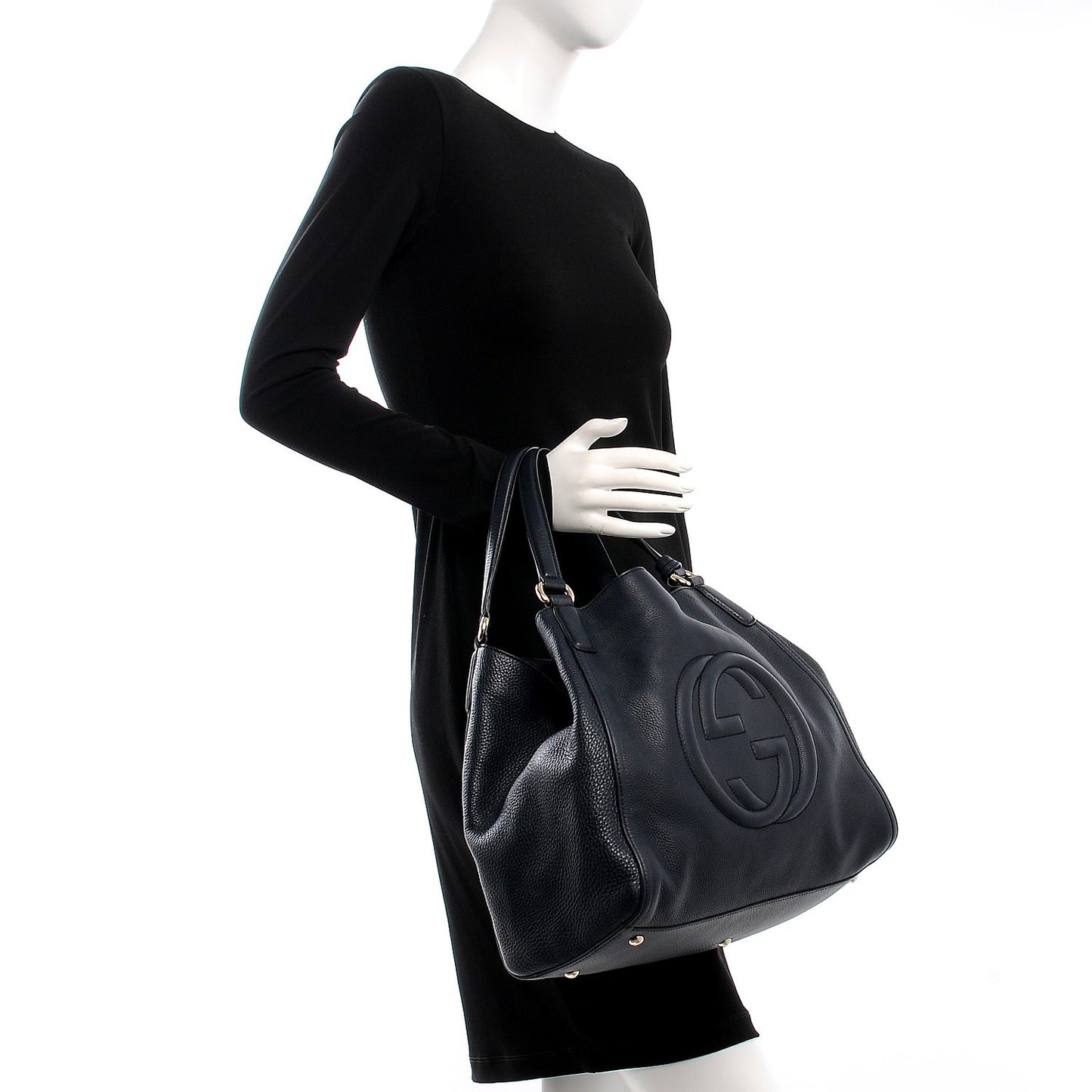 Pebbled Calfskin Medium Soho Shoulder Bag Blue