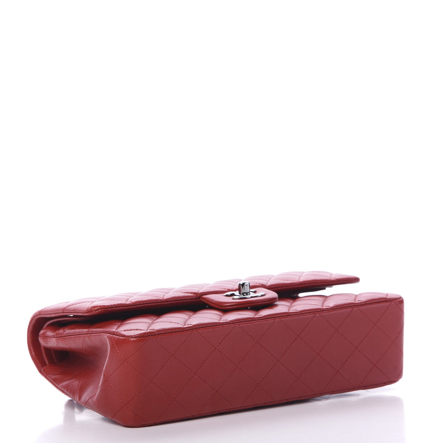 Lambskin Quilted Medium Double Flap Red