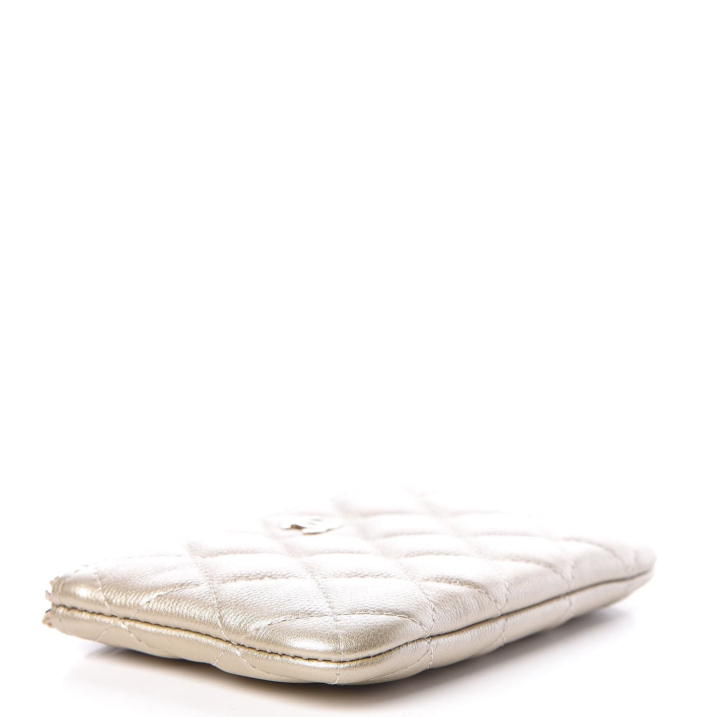 Metallic Caviar Quilted Small Cosmetic Case Gold