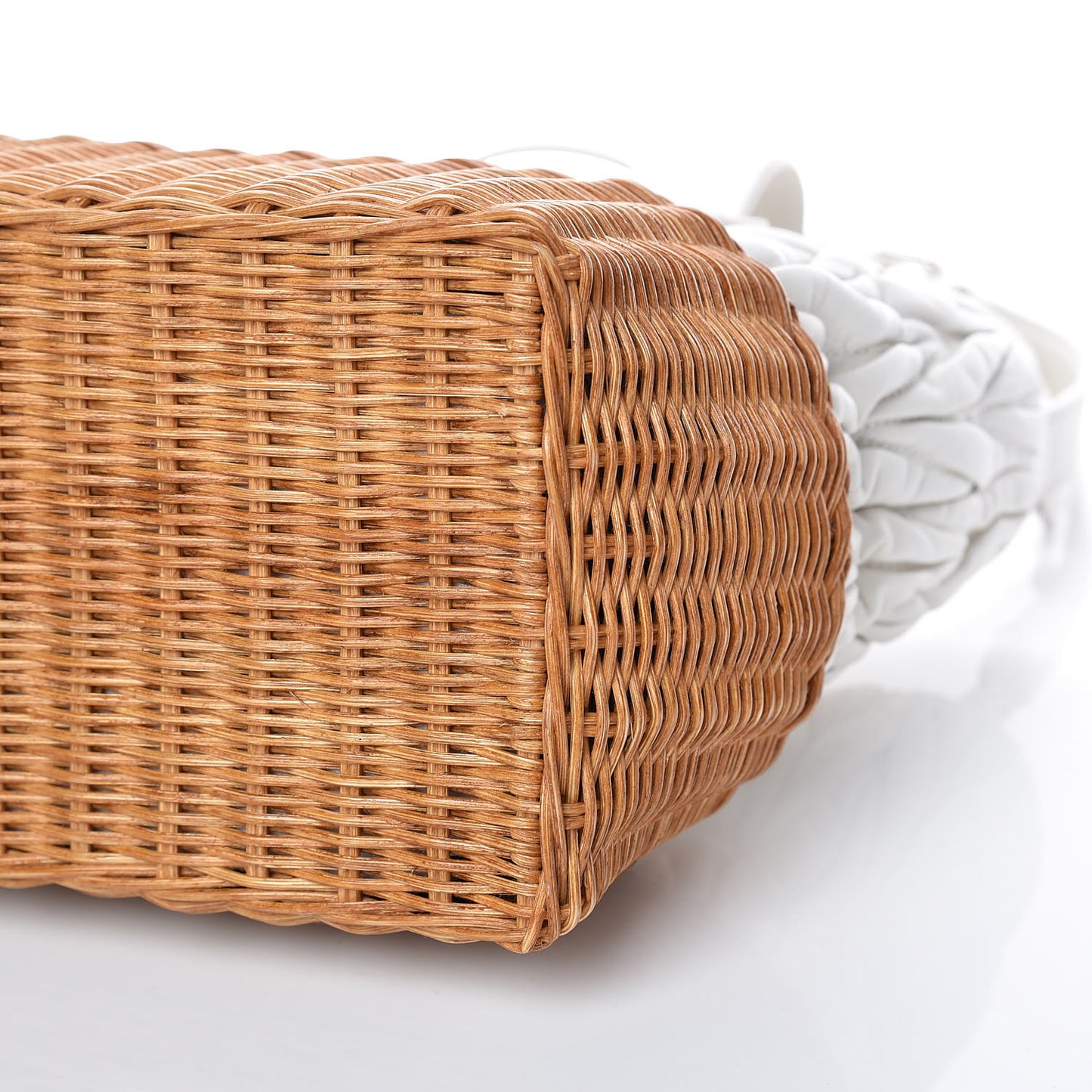 Nappa Matelasse Wicker Basket Bag White Miele