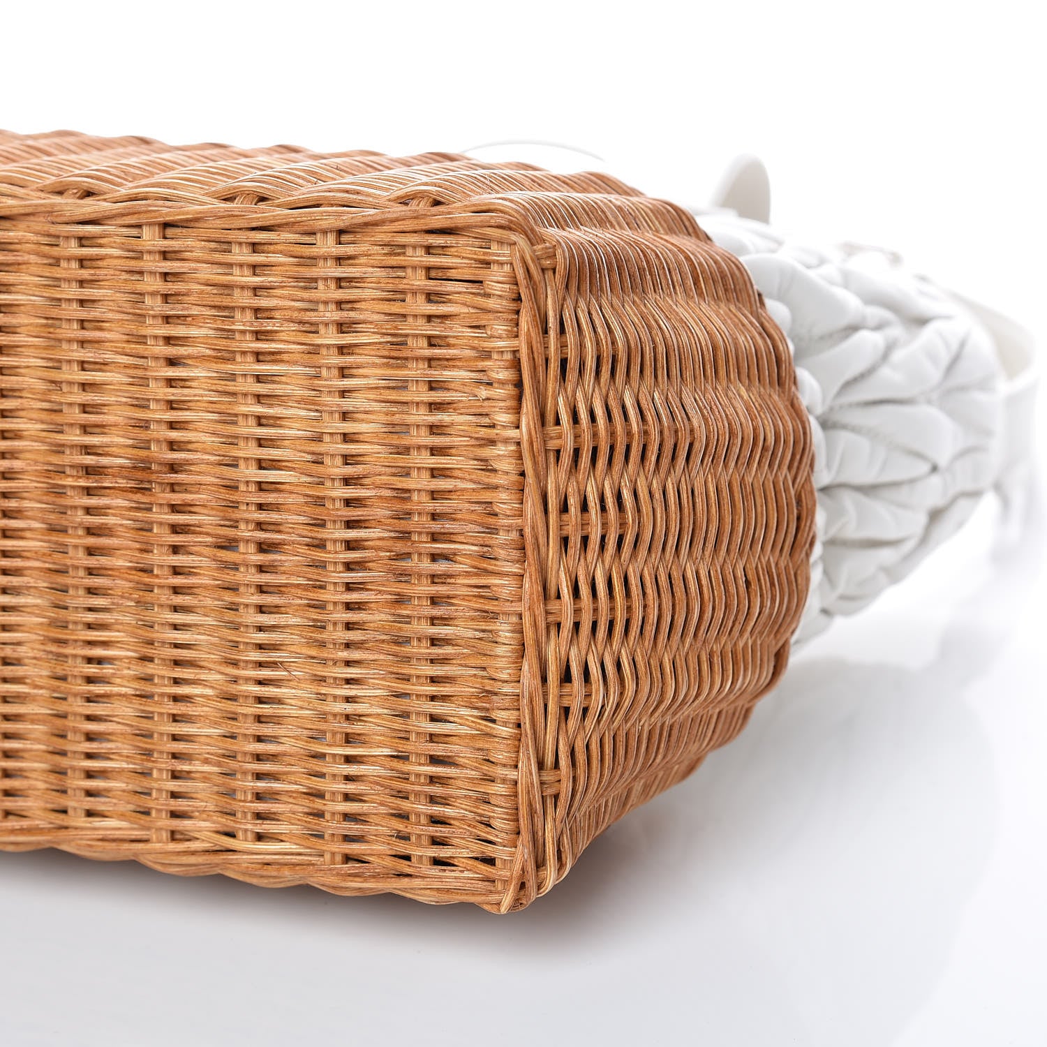 Miu Miu Nappa Matelasse Wicker Basket Bag White Miele 6 of 10