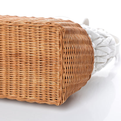 Miu Miu Nappa Matelasse Wicker Basket Bag White Miele 6 of 10