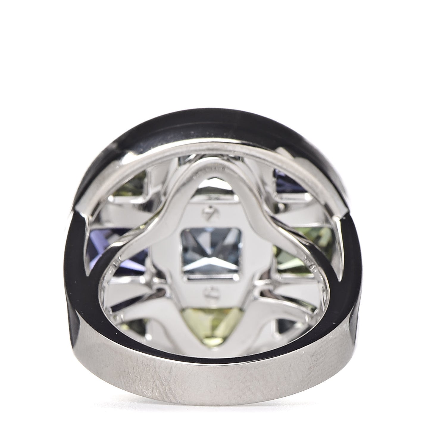 18K White Gold Diamond Aquamarine Iolite Tourmaline Peridot Pasha de Ring 54 6.75
