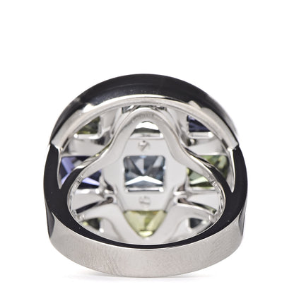 Cartier 18K White Gold Diamond Aquamarine Iolite Tourmaline Peridot Pasha de Ring 54 6.75 5 of 8