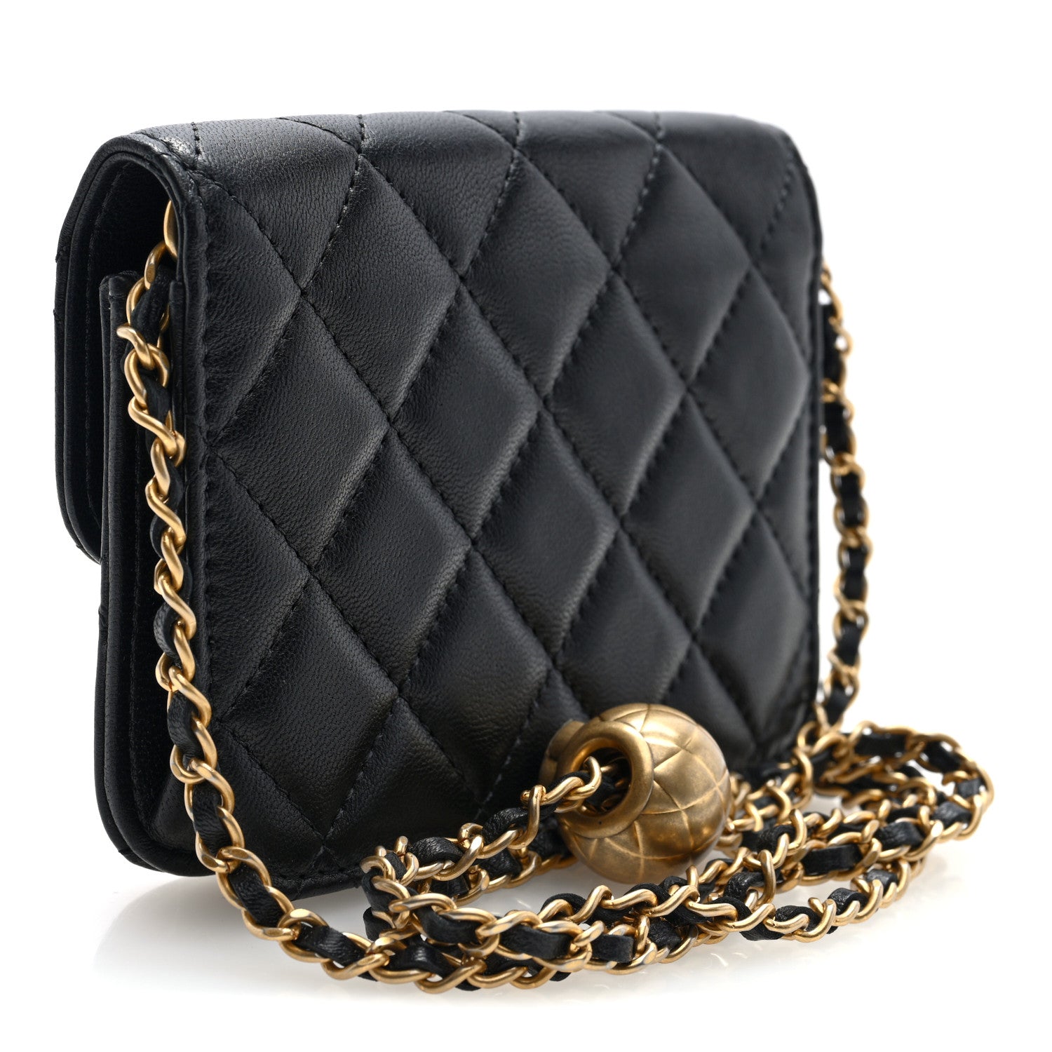 Chanel Lambskin Quilted Pearl Crush Flap With Chain Black 3 of 11