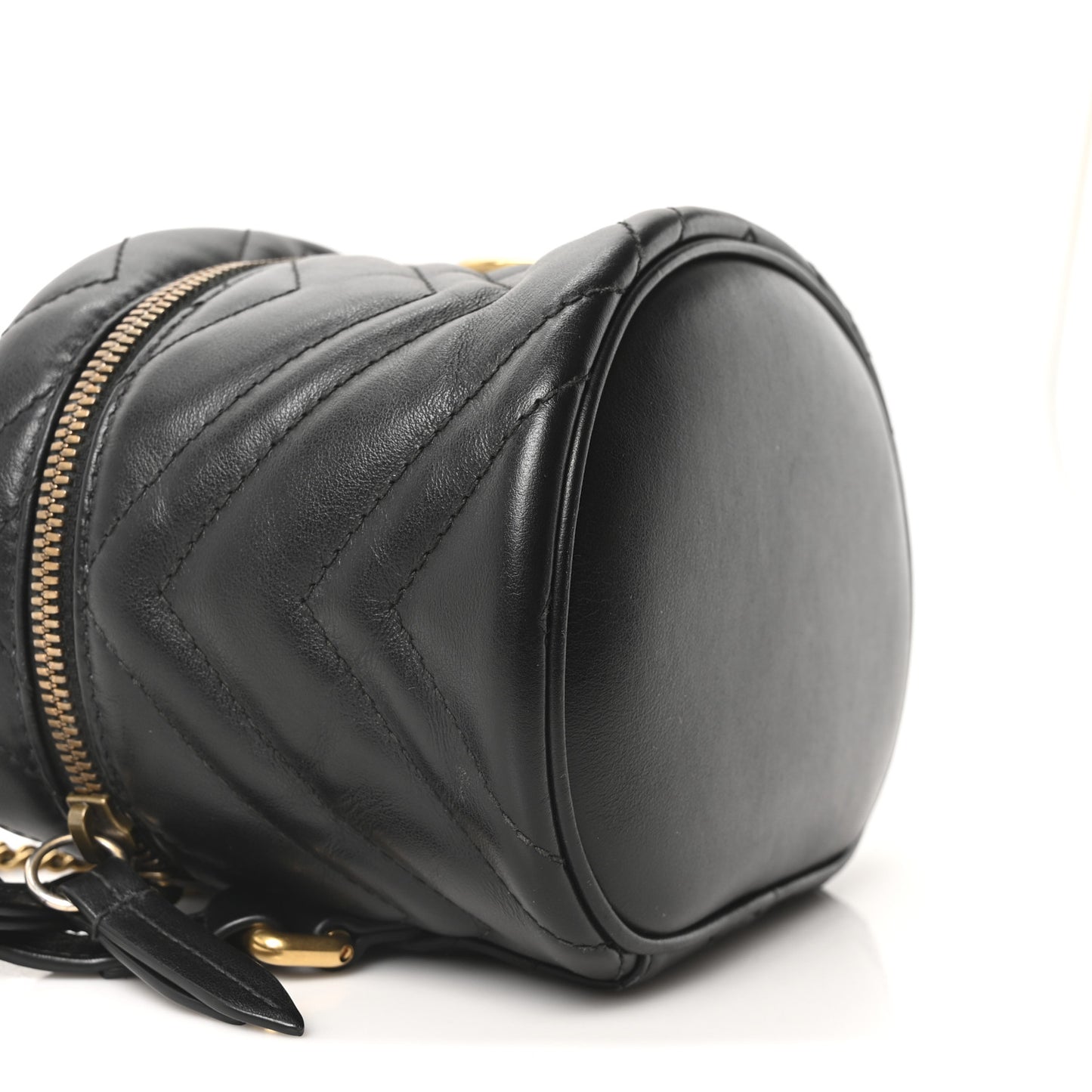 Calfskin Matelasse Mini GG Marmont Round Backpack Black