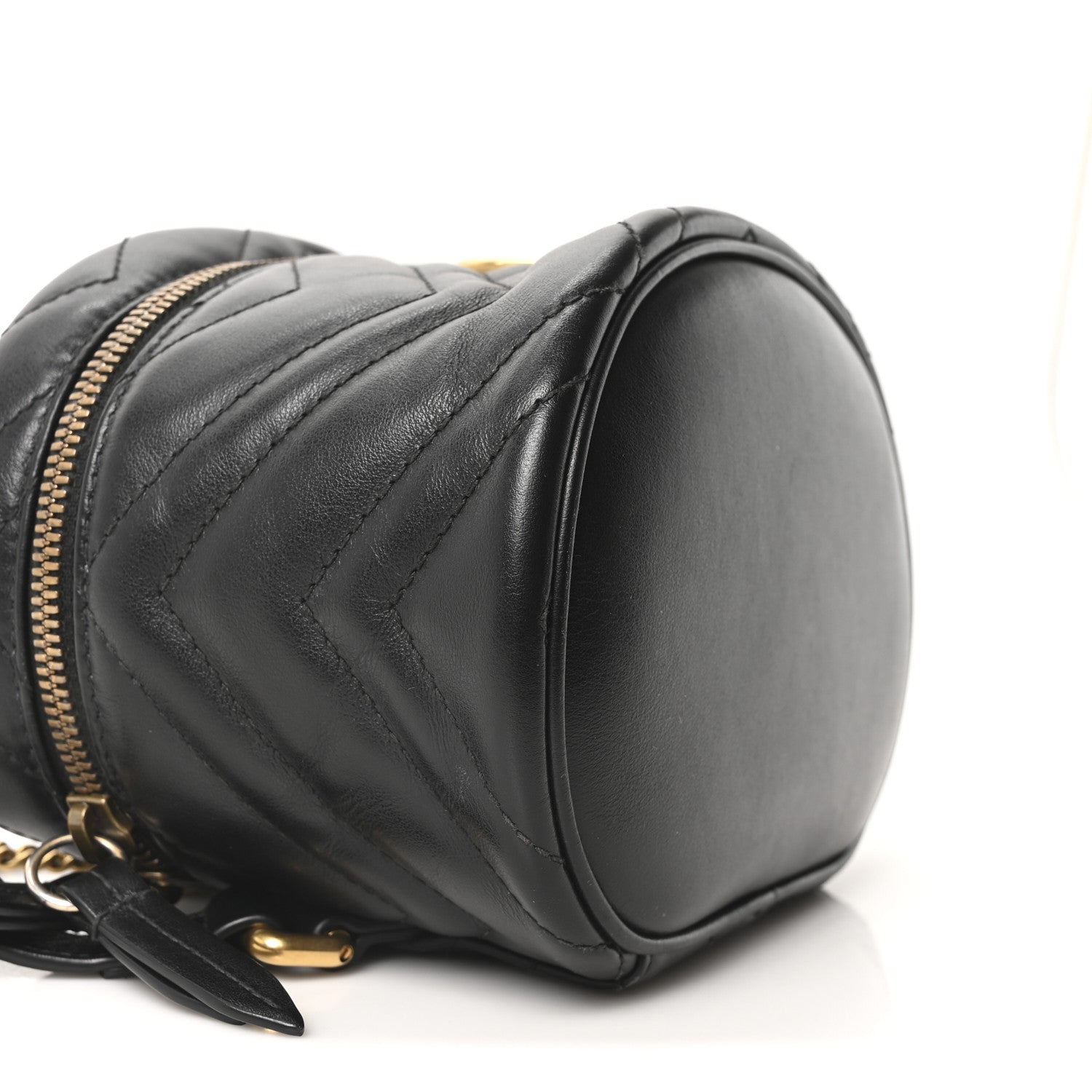 Gucci Calfskin Matelasse Mini GG Marmont Round Backpack Black 9 of 10