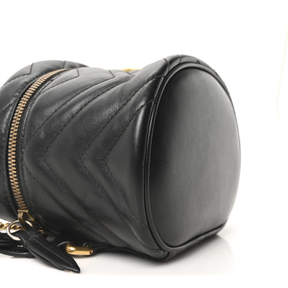 Gucci Calfskin Matelasse Mini GG Marmont Round Backpack Black 9 of 10