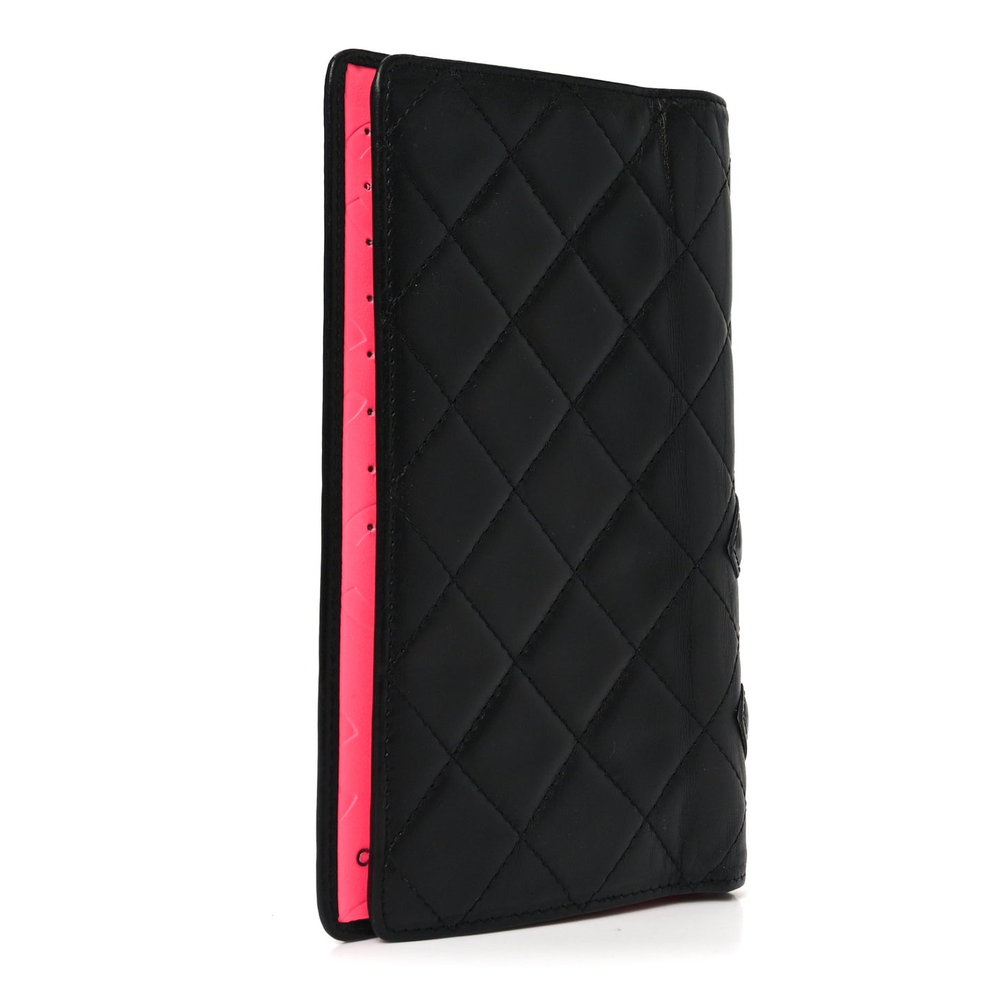Calfskin Quilted Cambon Yen Wallet Black