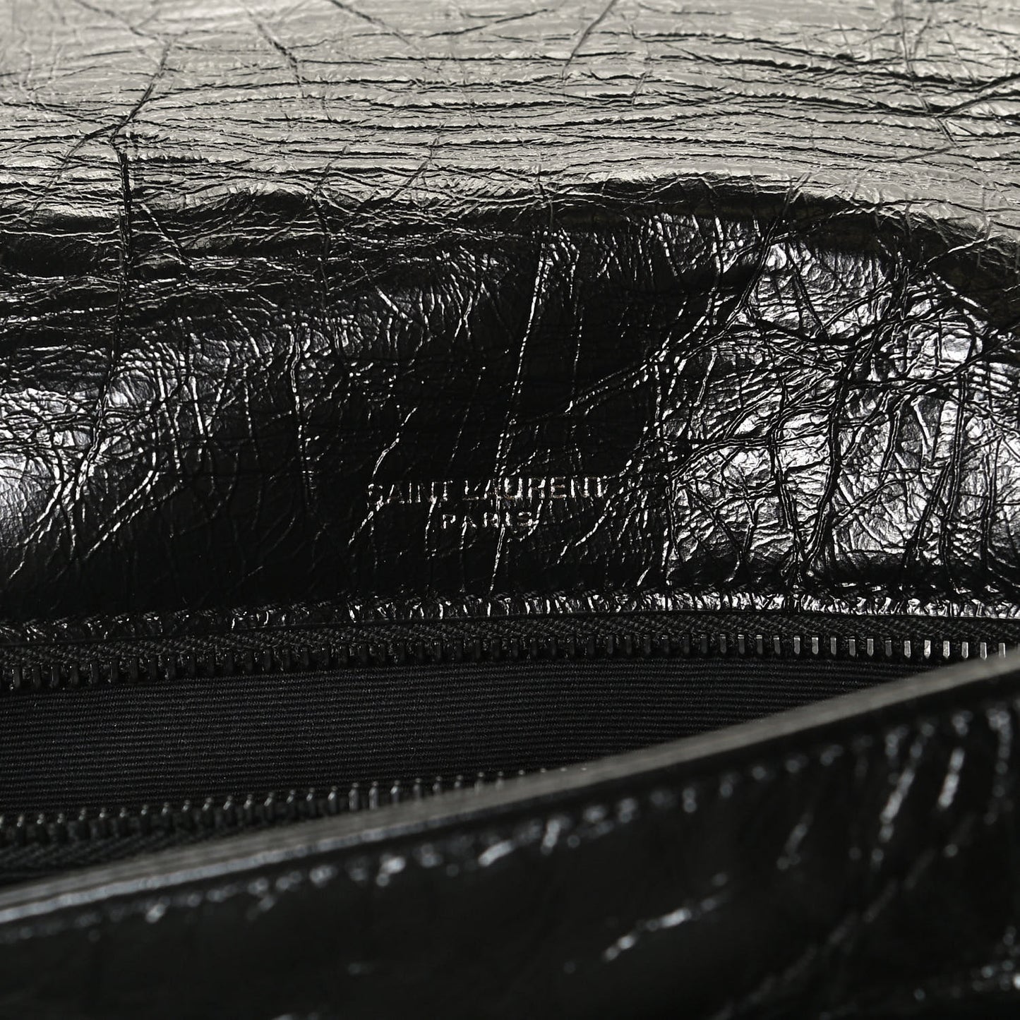 Crinkled Calfskin Matelasse Monogram Medium Niki Chain Satchel Black