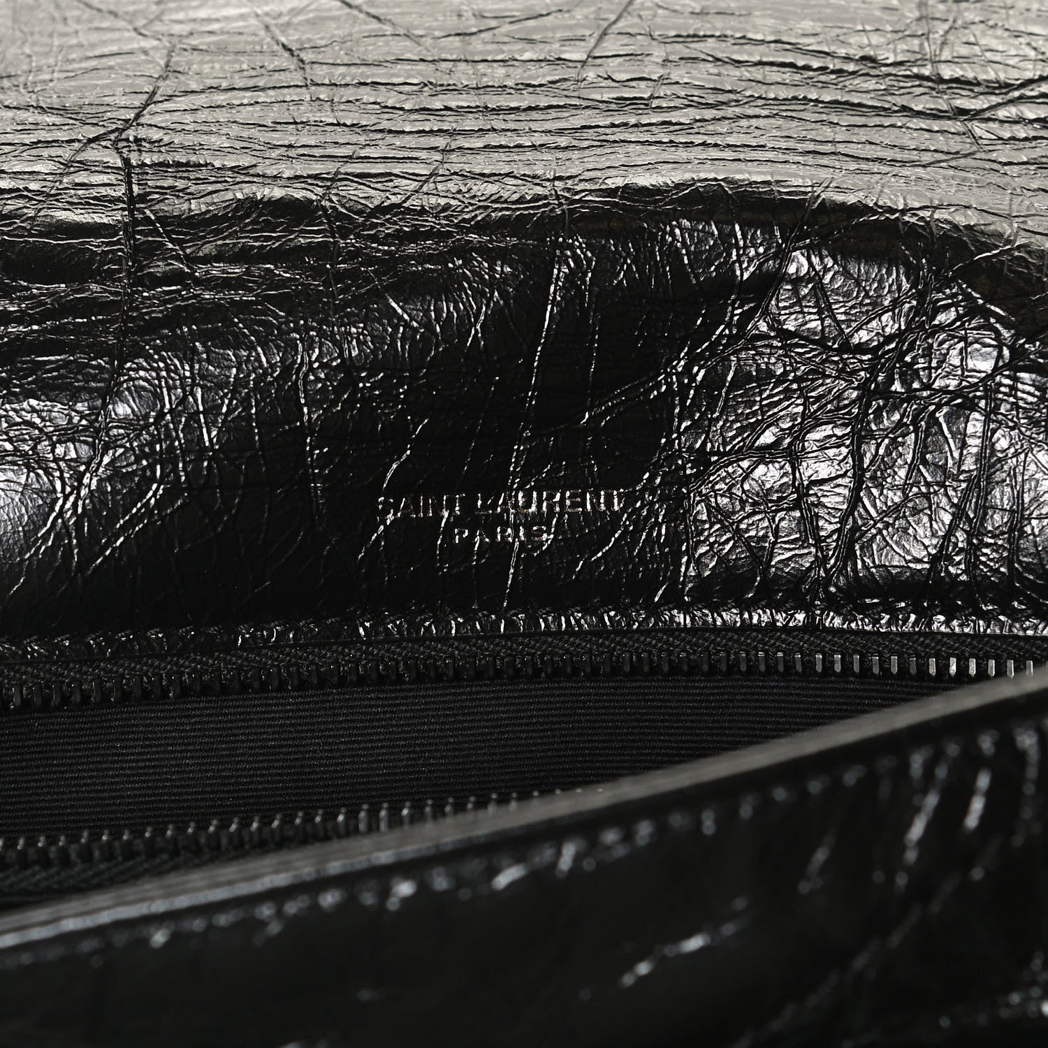 Saint Laurent Crinkled Calfskin Matelasse Monogram Medium Niki Chain Satchel Black 8 of 11