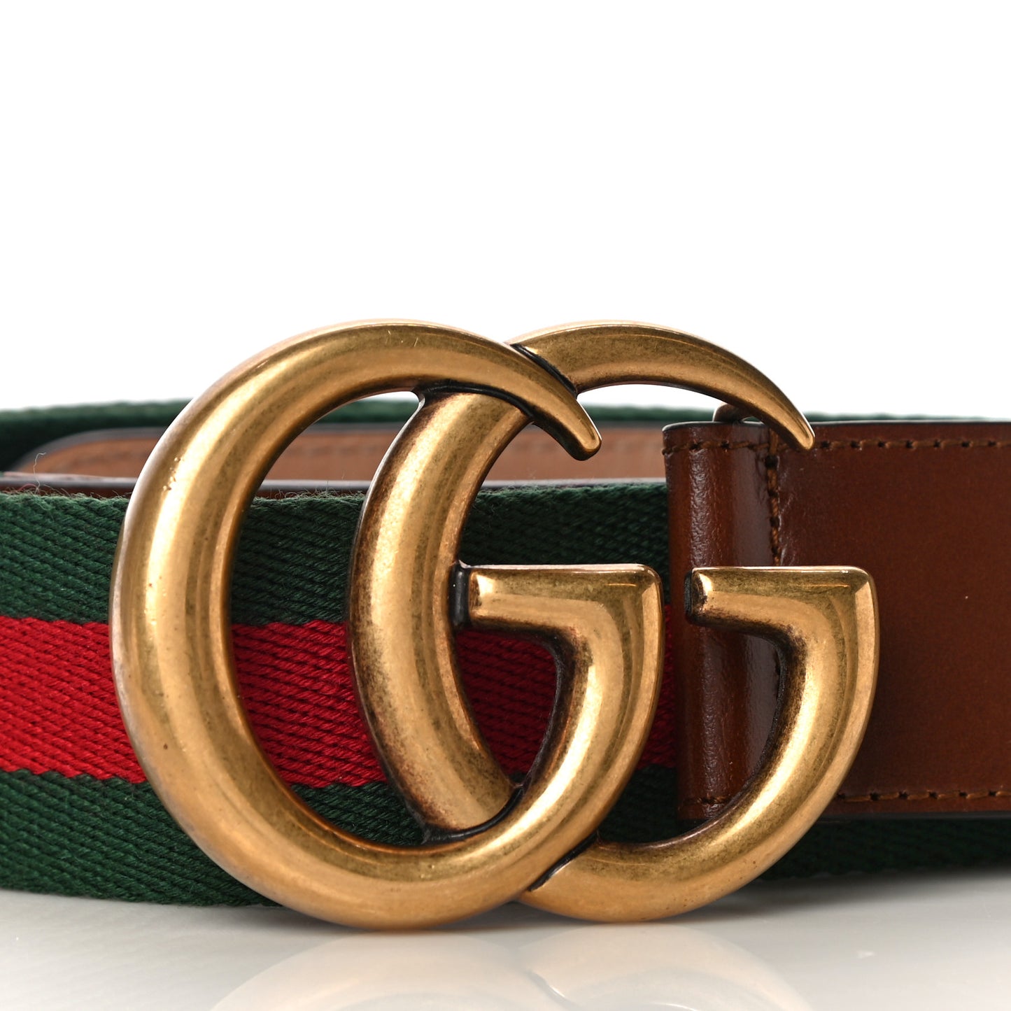 Nylon Calfskin Double G Web 40mm Belt 90 36 Green Red Cuir
