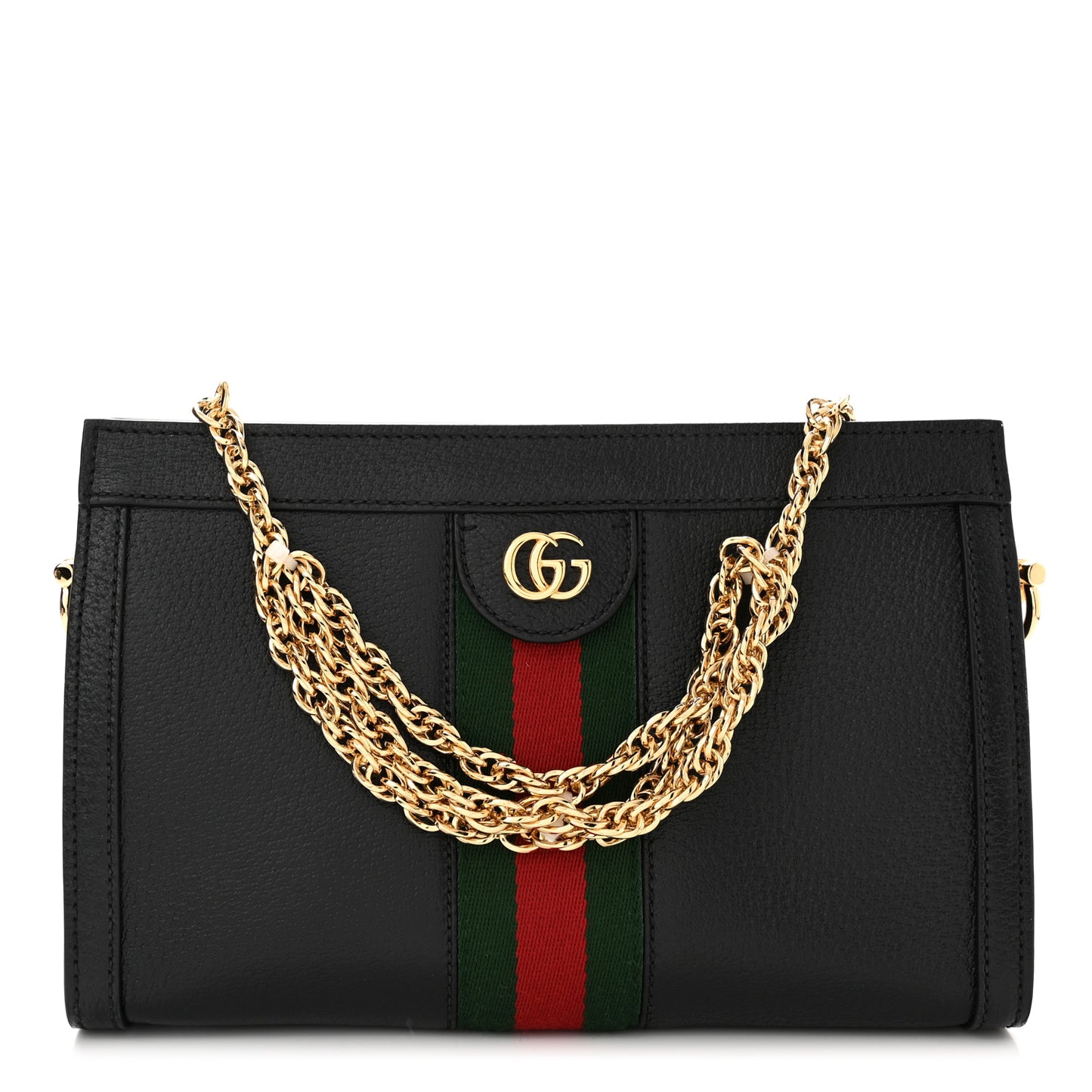Calfskin GG Web Small Ophidia Chain Shoulder Bag Black
