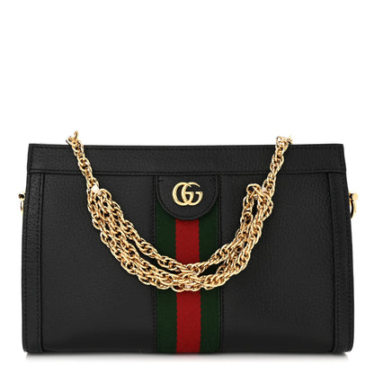 Gucci Calfskin GG Web Small Ophidia Chain Shoulder Bag Black 1 of 11