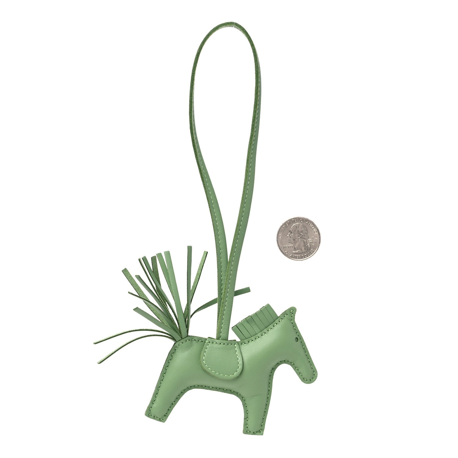 Hermes Milo Lambskin Grigri Rodeo Horse Bag Charm PM Vert Criquet 2 of 3