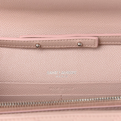 Saint Laurent Grain De Poudre Matelasse Chevron Monogram Chain Wallet Pale Pink 8 of 11