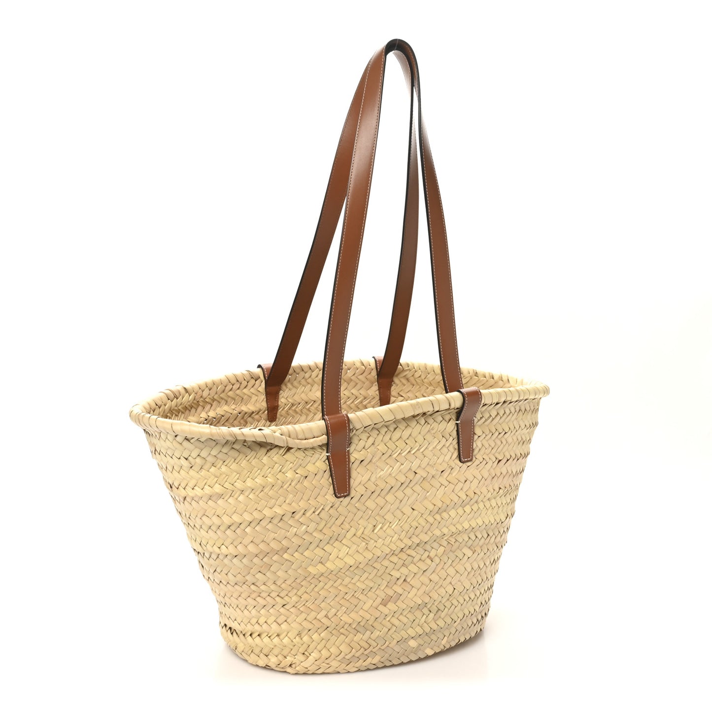 Raffia Calfskin Triomphe Medium Panier Tan