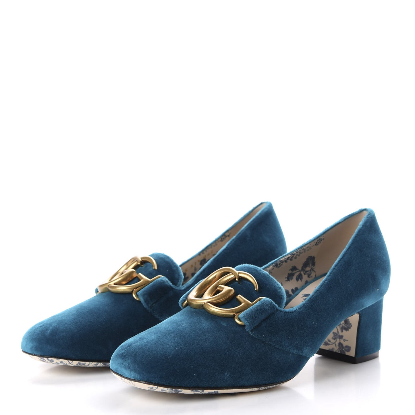 Softy Velvet GG Victoire 55mm Loafer Pumps 37.5 Pavone