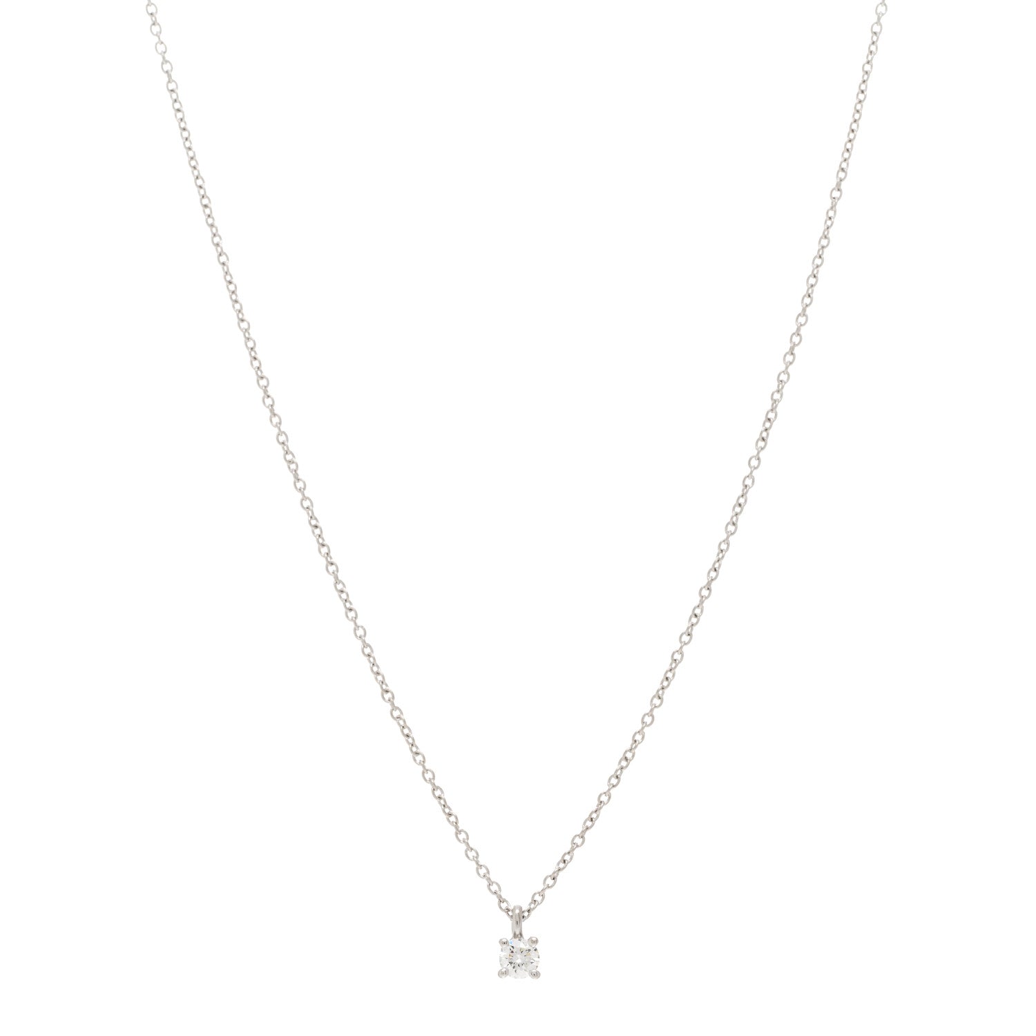 Tiffany Platinum Diamond .12ct Solitaire Pendant Necklace 1 of 4