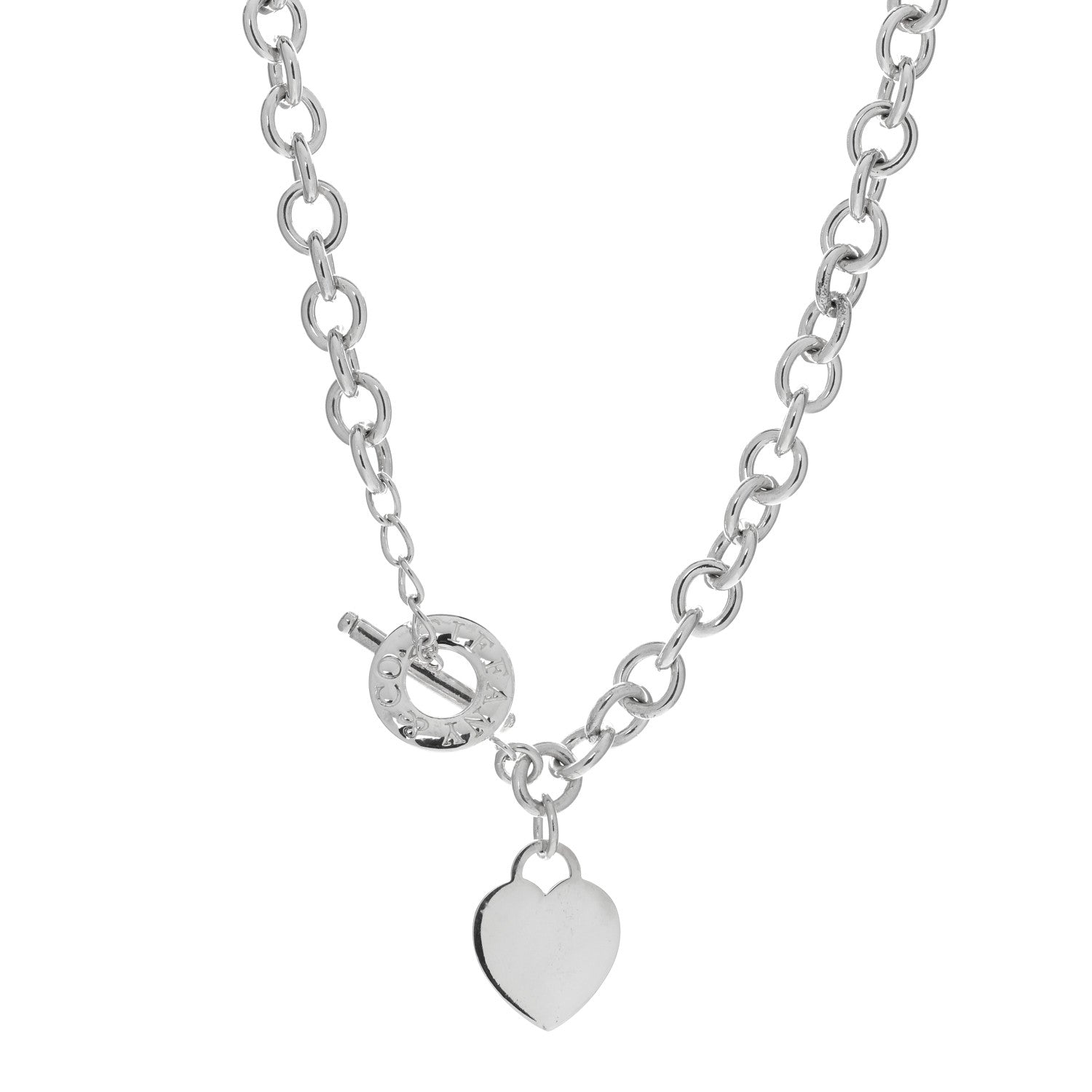 Tiffany Sterling Silver Heart Tag Toggle Necklace 1 of 3