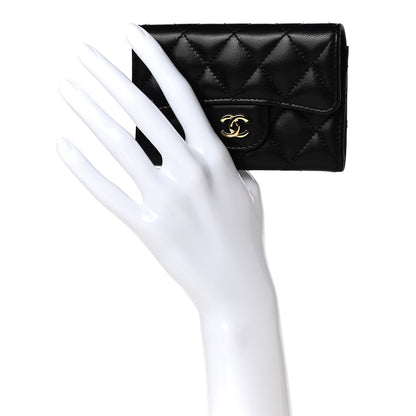 Chanel Lambskin Quilted Flap Card Holder Wallet Black 2 of 8