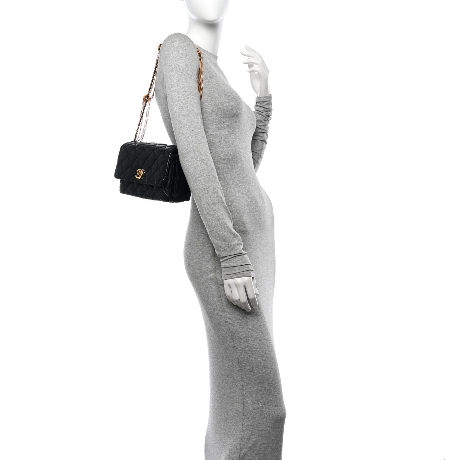 Chanel Lambskin Quilted Mini Medallion Multi Chain Flap Black 2 of 10