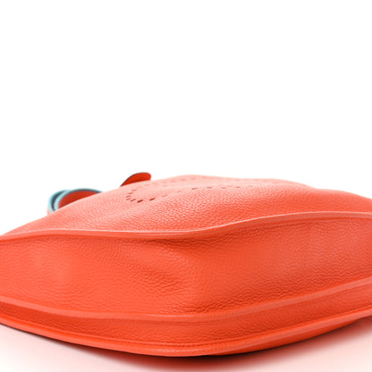 Hermes Taurillon Clemence Amazone Evelyne III PM Orange Poppy Bleu Saint Cyr 9 of 12