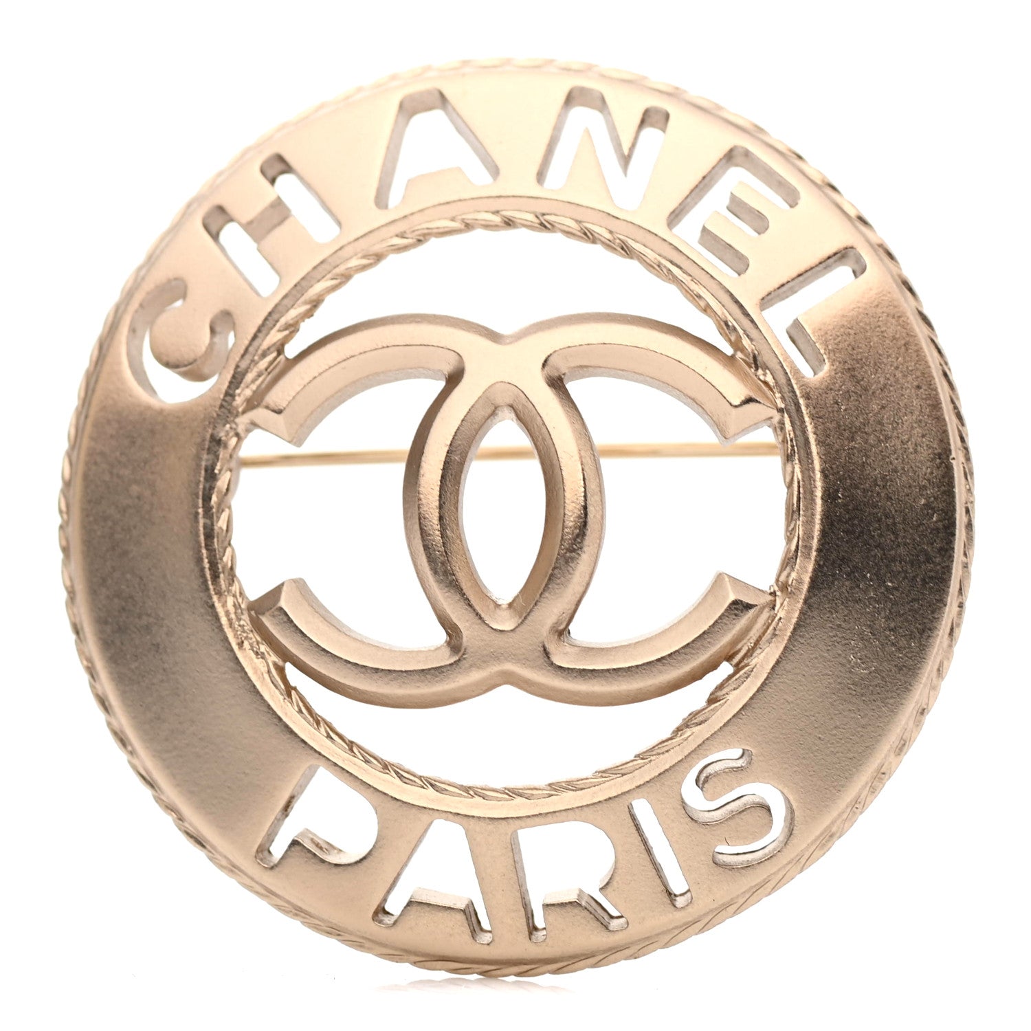 Chanel Metal CC Paris Brooch Gold 1 of 3