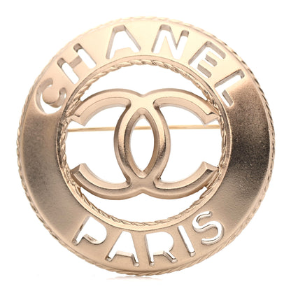 Chanel Metal CC Paris Brooch Gold 1 of 3