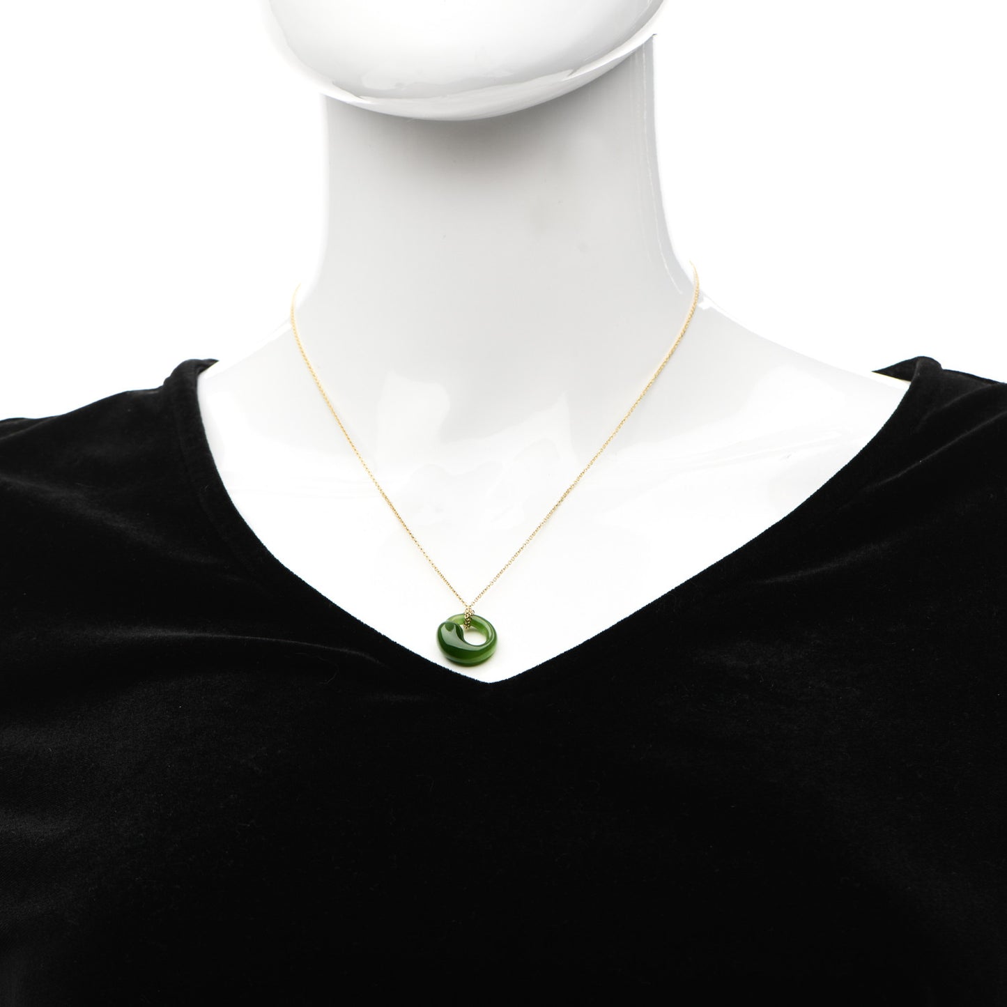18K Yellow Gold Jade Elsa Peretti Eternal Circle Necklace