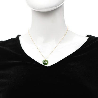 Tiffany 18K Yellow Gold Jade Elsa Peretti Eternal Circle Necklace 2 of 6
