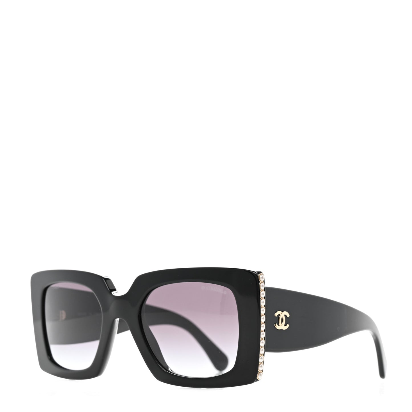 Acetate Pearl Rectangle Sunglasses 5480-H Black