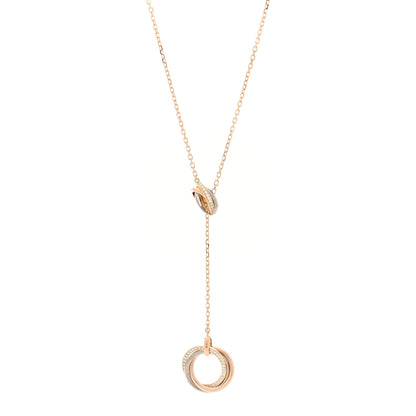 Cartier 18K Pink Yellow White Gold Diamond Trinity Lariat Necklace 1 of 5