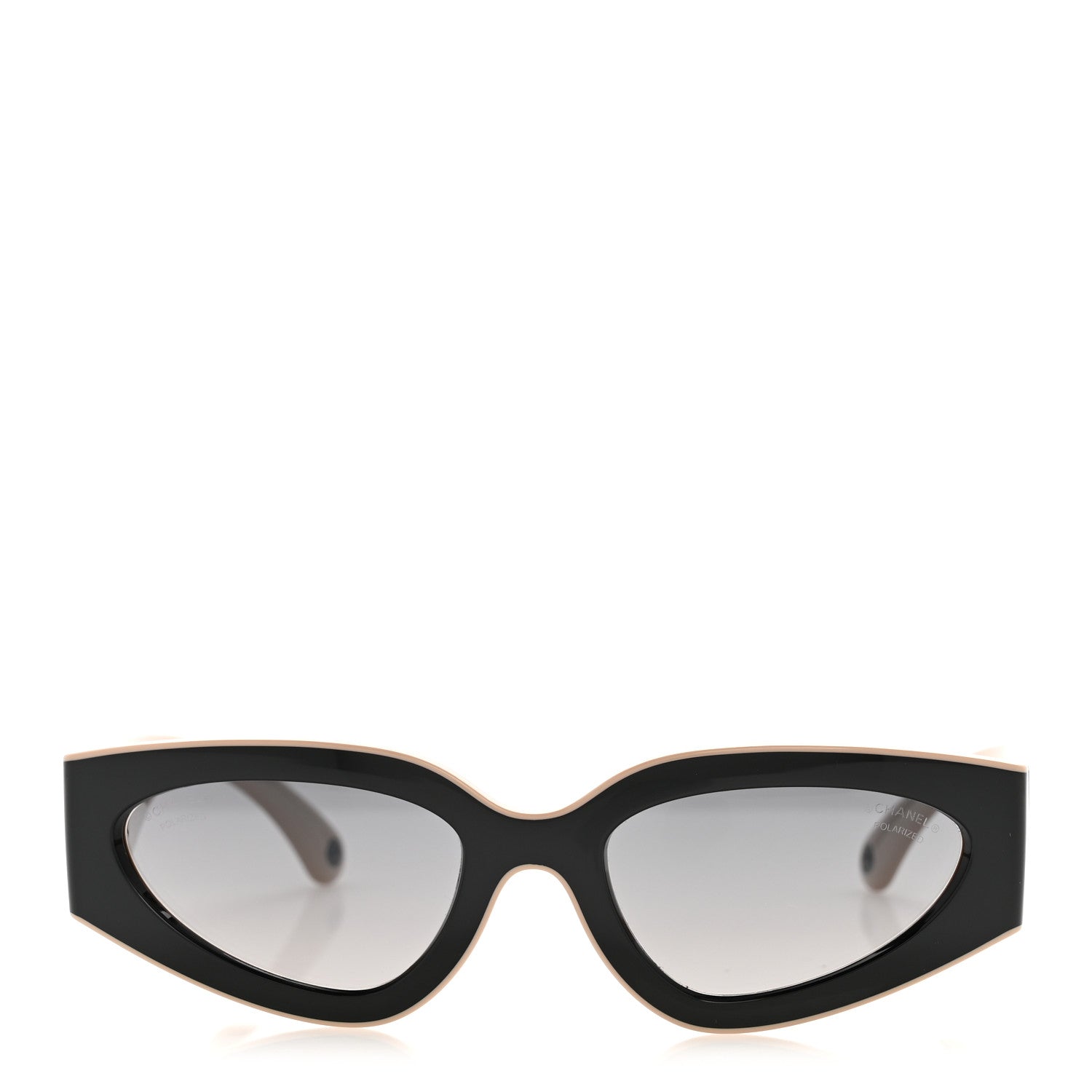 Chanel Acetate Cat Eye Sunglasses 6056 Black Beige 2 of 9